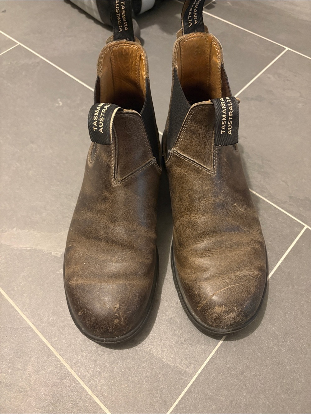 Steel gray Blundstone boots